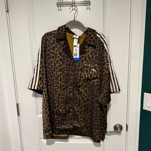 NWT Adidas Satin Leopard Print Shirt - XL